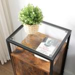 Glass Top Side Table with Cabinet, Storage Side Table, Small Storage Cabinet