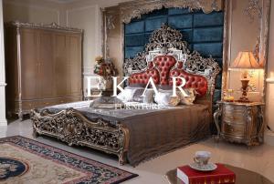 Wholesale Italy antique luxuxy bedroom furniture master wooden leather bed LS-A118A from china suppliers