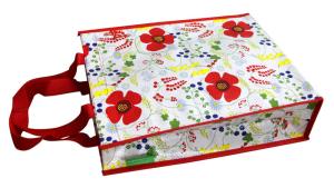 Wholesale Waterproof 140g Red Flower Shining PP Shopping Bag With Nylon Handle, Customized Logo from china suppliers