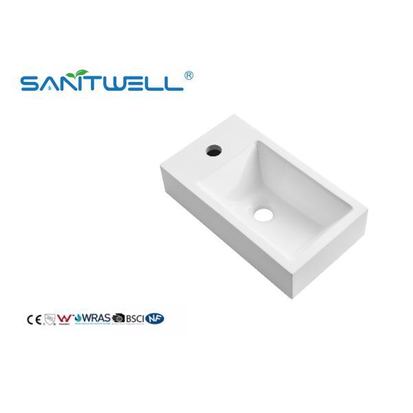 SWZ857 Sanitary Ware Product Stone Resin Basins Eco-Friendly Glossy White Countertop Sinks For Hotel