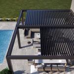 Bioclimatic Aluminum Pergola Faux Wood Grain Forest Garden Landscape Gazebo