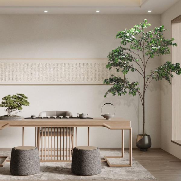 Custom Corner Artificial Ficus Tree Space Decoration Minimalist Style