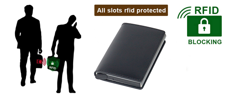 OEM/ODM Custom Logo Business Credit Card Holder with RFID Blocking and Pop Up Design