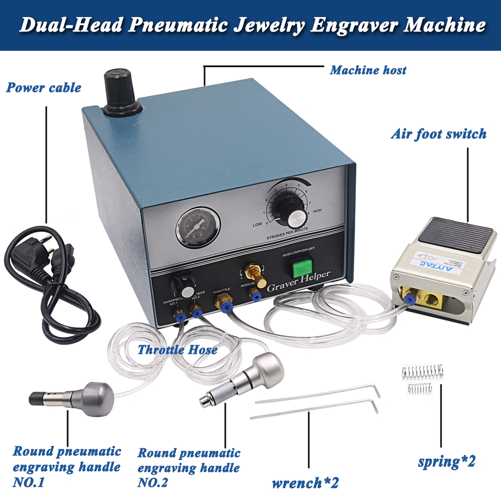 60W Pneumatic Engraver Machine 4000RPM Double Ended Impact Graver