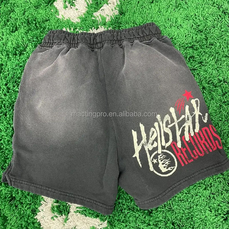 Vintage Sun Faded Acid Wash Custom French Terry Sweat Shorts with Drawstring Closure