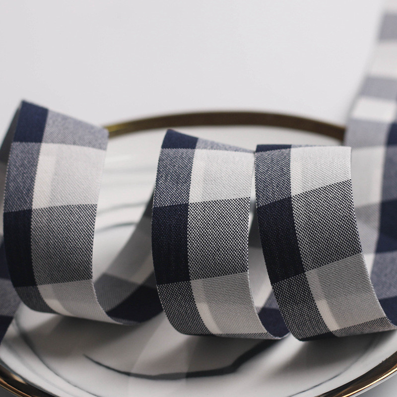 Black And White Checkered Wired Ribbon 7mm-40mm Polyester Ribbon Roll