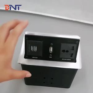 Wholesale hydraulic lifting up and down type conference table multimedia connection box desk socket with eu power and av group from china suppliers