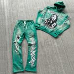 Top Fashion Screen Printing Oversized Acid Wash Distressed Hoodies Stacked