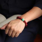 Feng Shui Wealth Bracelet Red Cinnabar Natural Crystal Onyx Relief Reiki Healing