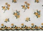 Multi Colored Floral Scallops Lace Fabric For Evening Dresses / Embroidered