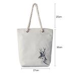 Printed Cartoon Womens Casual Canvas Bags With Cotton Rope Handles