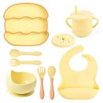 Yellow Food Grade Silicone Bib And Bowl Set Eco BPA Free Silicone Feeding Set