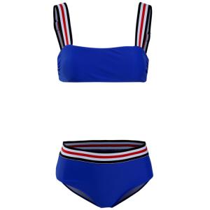 Wholesale Tiered Layer Tie a Knot Front Top With Low waist Bikini swimsuit high cut from china suppliers