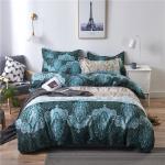 Home Hotel Bohemian Double Duvet Cover Set Blue with Brown Boho Quilt Bedding