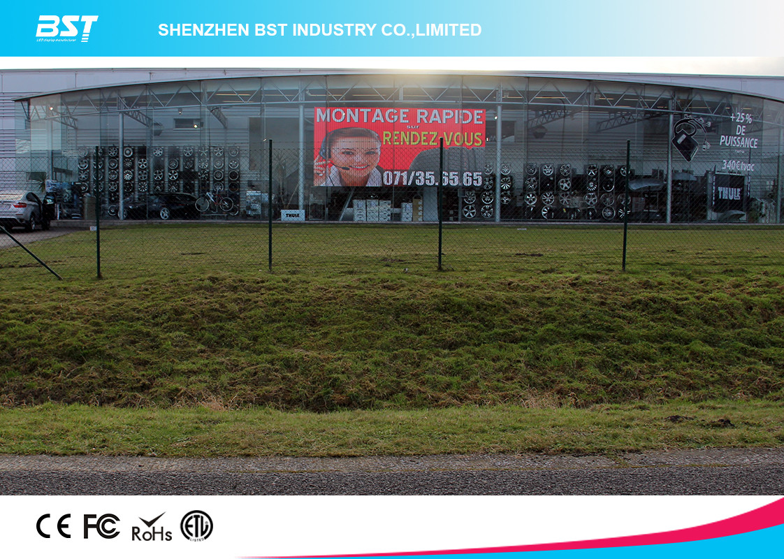 Transparent P31.25mm 1R1G1B LED mesh display with 7000nits , light weight