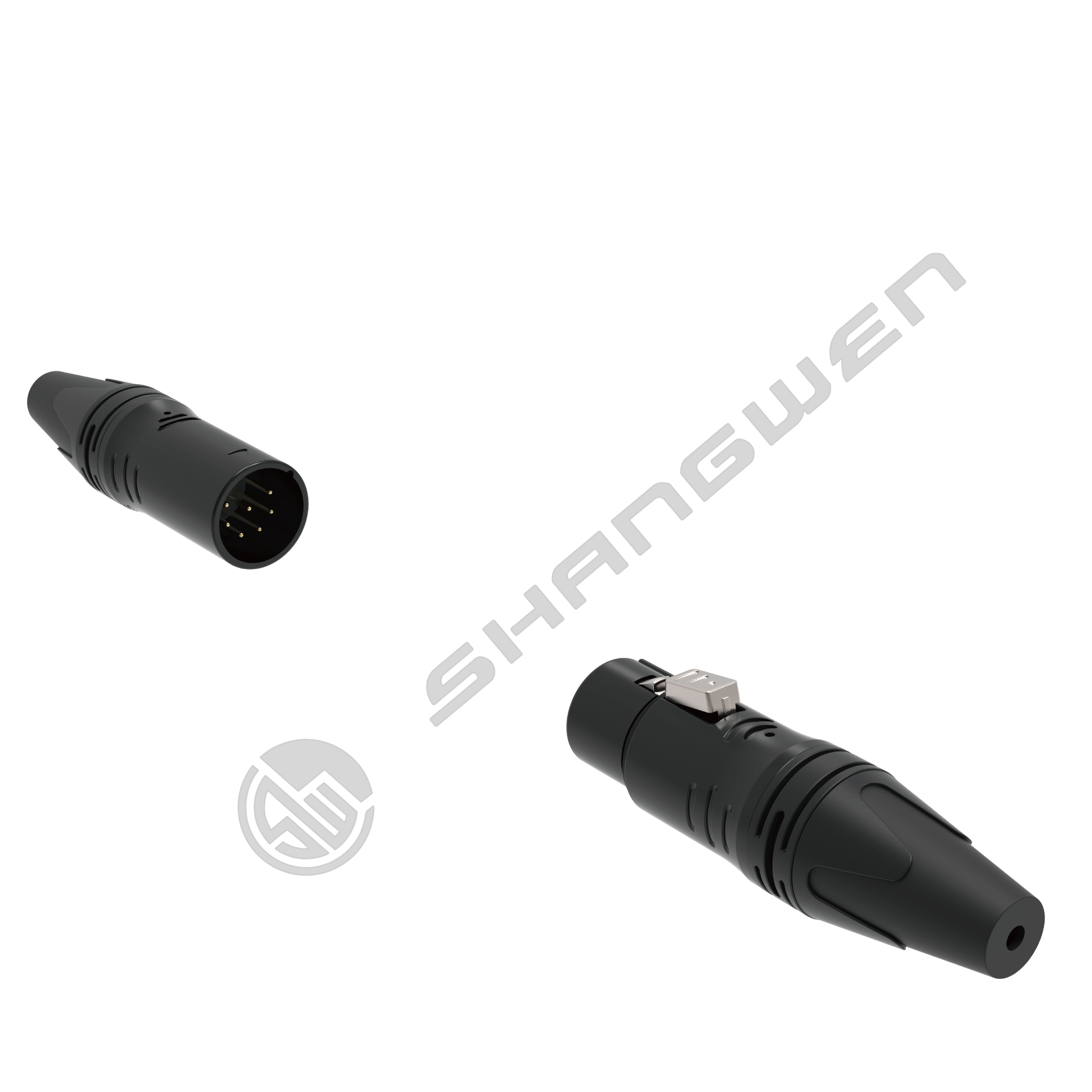 Black 7-Pin XLR Audio Video Connectors 7-Pole Female Male Plug Socket for Indoor IP40 Protection