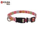 Eco - Friendly Nylon Reflective Black / Red Dog Collar And Leash Size S / M / L