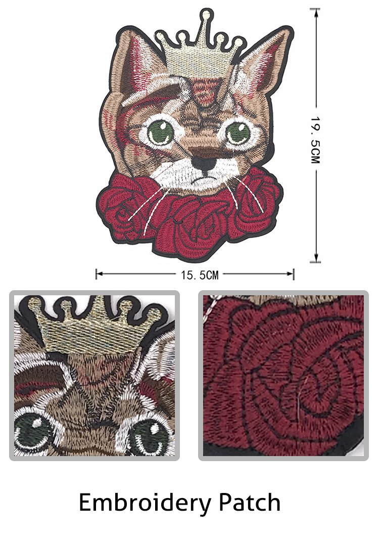 Personalized Cute Cat Iron On Embroidered Patches For Kids' Garment / Bags