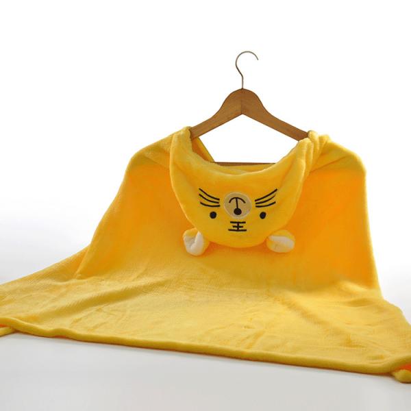 Yellow Tiger Cuddly Buddies Hooded Wrap Throw 100 Polyester Wrap Around Heated Blanket