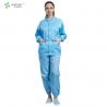 Laundering Durability ESD Anti Static cleanroom Jacket and pants, blue color dust proof for sale