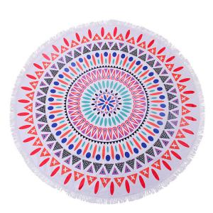 Wholesale Round Logo Custom Print Microfiber Swim Towel 150cm Super Absorbent With Tassels from china suppliers
