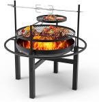 32'' Steel Barbecue Outdoor Wood Burning Fire Pit Backyard With Cooking Grill