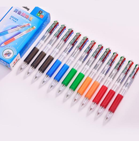 OEM/ODM Acceptable 4 Color 0.7mm Plastic Transparent Shuttle Pens for Office