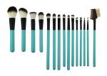 Cosmetic Green Professional 15 Piece Makeup Brush Set Wih Synthetic Hair