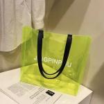 Custom woman clear pink pvc laser transparent shiny handbags lady shoulder beach