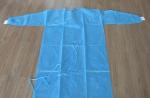 Surgical gown with knitted cuff,velcro on the back neck,four waist belts,with
