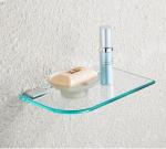 Industrial Wall Mounted Fanshaped Rectangle Tempered Glass Shelves for Bathroom