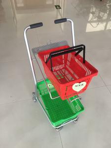 Wholesale Super Market Shopping Basket Trolley , Flat Casters Double Basket Shopping Trolley from china suppliers