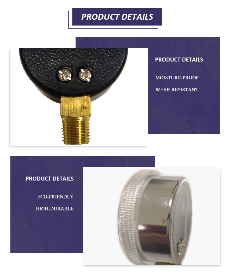 High quality with competitive price CE EN837-1 water air 1psi (0 - 600 Psi) Npt 1/4 Oil Water Pressure Gauge