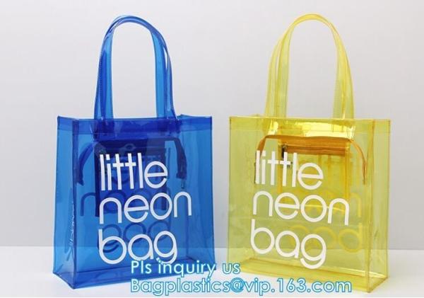 customized handle clear plastic pvc make up bag, vinyl pvc zipper bags with