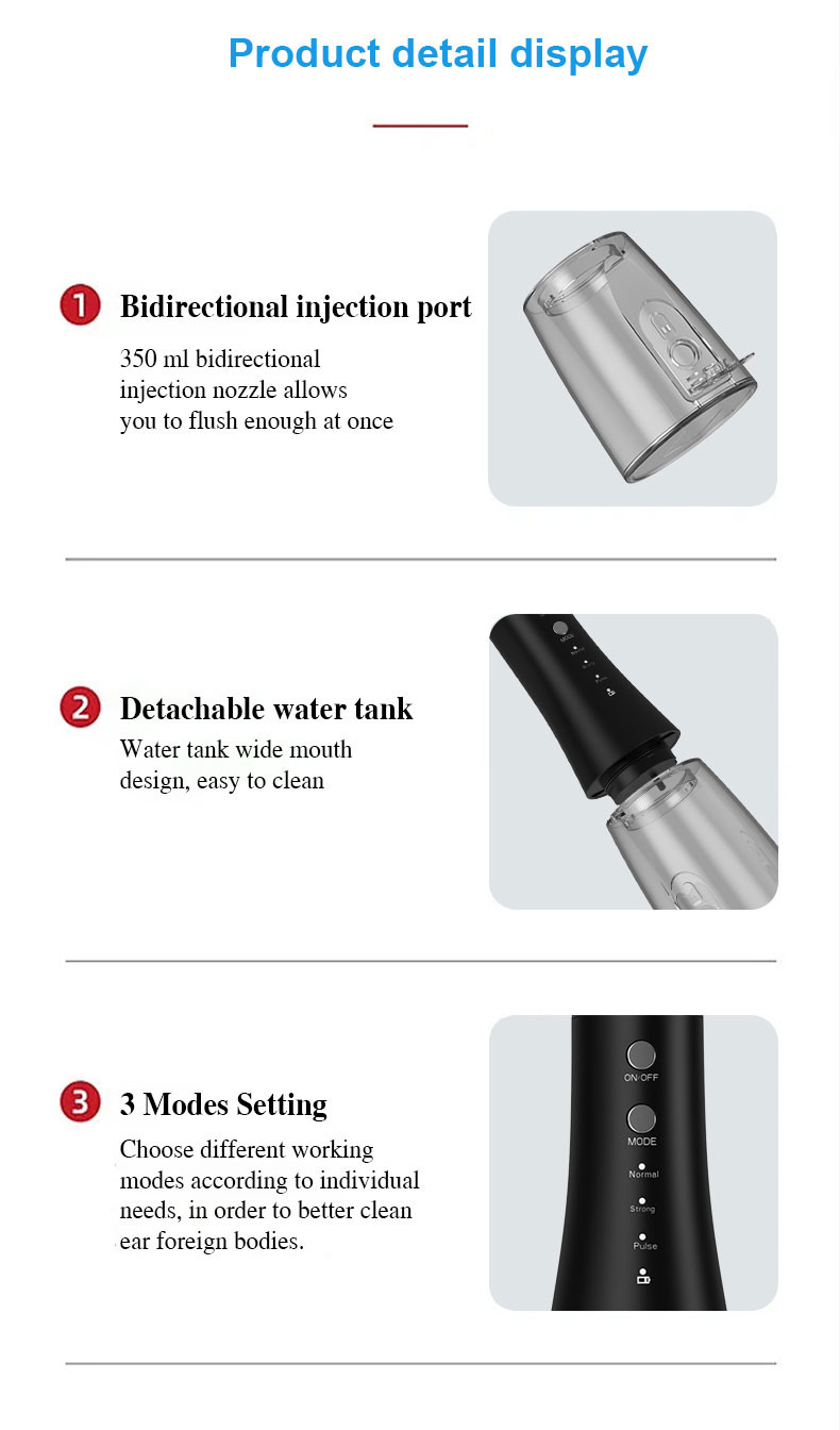 3 Working Modes IPX7 Waterproof Electric Portable Ear Cleaner