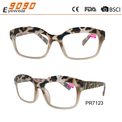 Fashionable reading glasses,power range +1.0 to +4.00,made of plastic