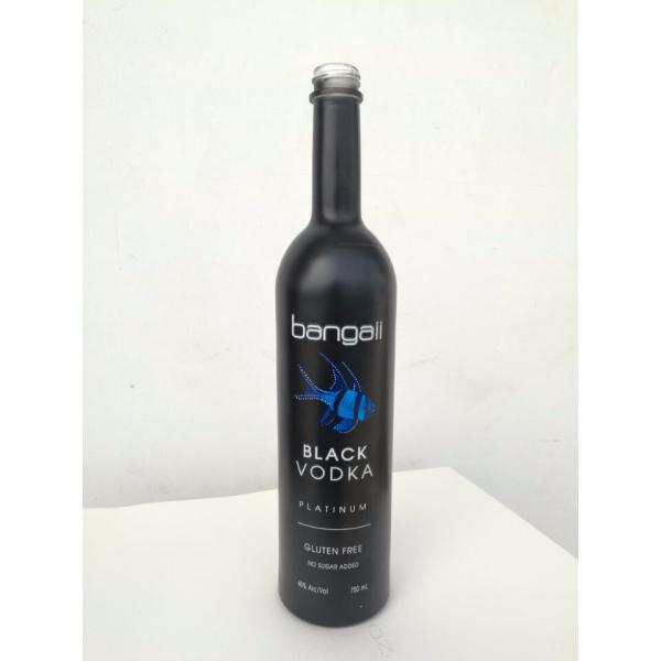 750ml Glossy Black Glass Vodka Painted Bottles Screen Printing Gin Closure Liquor Bottle