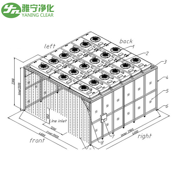 YANING GMP Standard ISO5 Modular Clean Room Soft and Hard Wall Clean Room Clean Booth