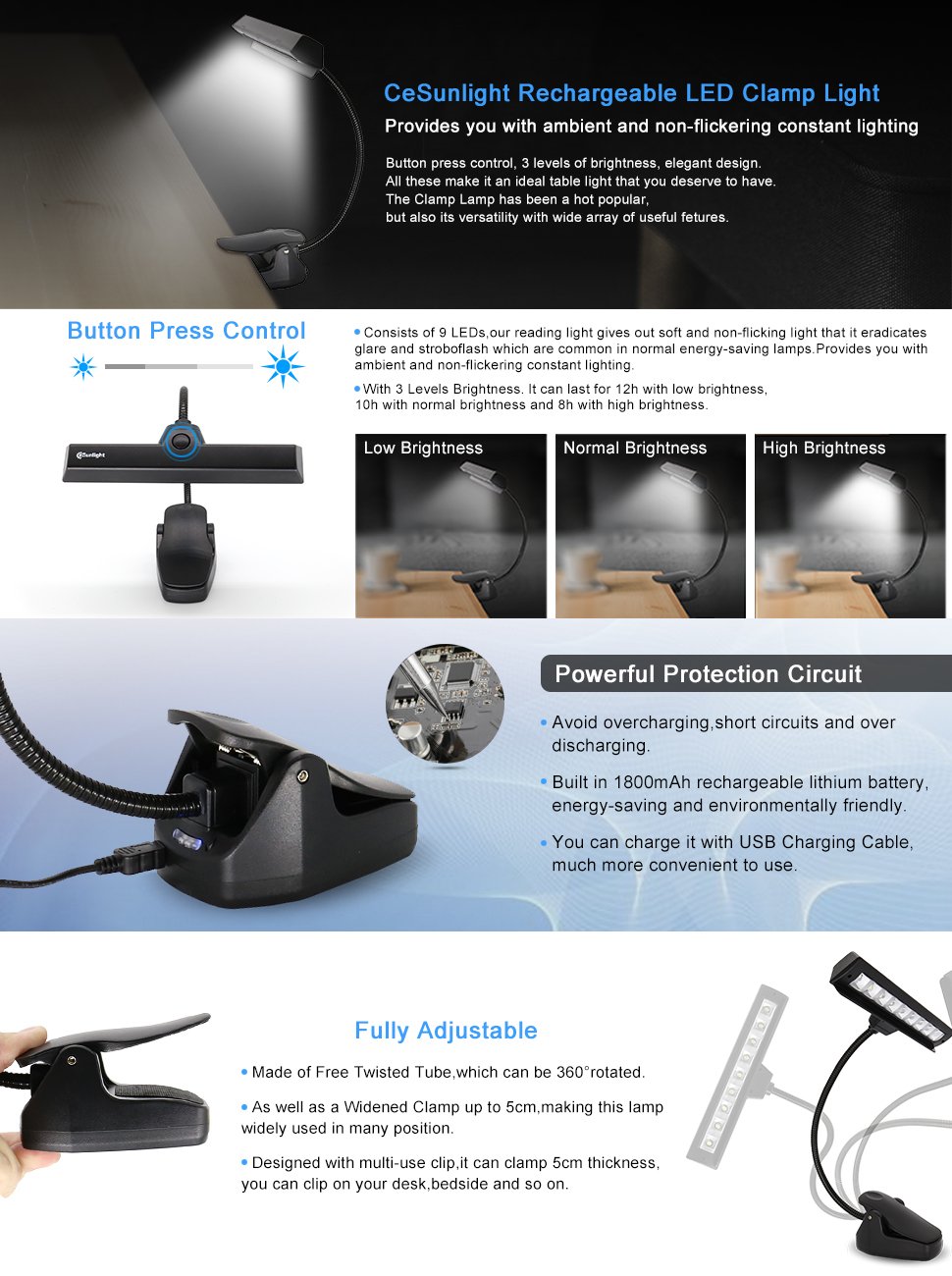 LED Book Table Lamp