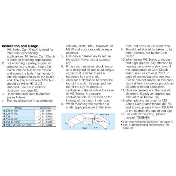 MG400 MI400 Sprag Type Bearing Freewheel Cam Clutch One Way Bearing