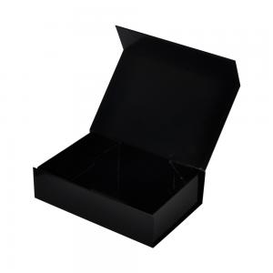 Wholesale Glossy Lamination Black Paper Boxes Packaging Gift Foldable With Magnetic Lid from china suppliers