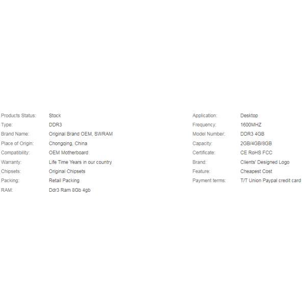 Hyper X 100mhz 4gb 8gb Ddr3 Ram Desktop Memory Modules CE