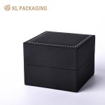 Wholesale Custom Cardboard Luxury Black PU Leather Watch Box Packaging With Logo