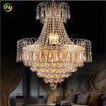 Gold Indoor Lustre Modern Crystal Pendant Light Dia 60cm For Living Room