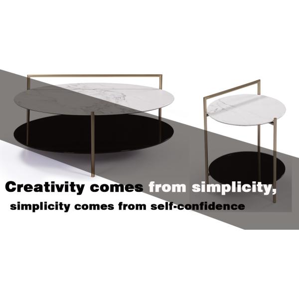 Stellar Base Black Marble Coffee Table Ceramic Top With SS Frame