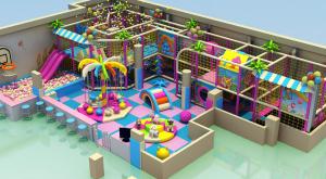 Wholesale purple theme kids indoor playhouse adventure playground with gun shooting from china suppliers