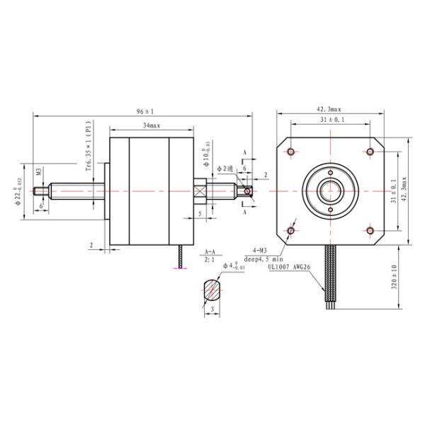 NEMA 17 Non Captive Stepper Motor 1.8 Degree 1.5A 0.26N.M For 3D Printer Automation