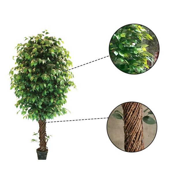 Potted Ficus Plant Faux Artificial Ficus Tree Indoor Green Tree with Exquisite Design