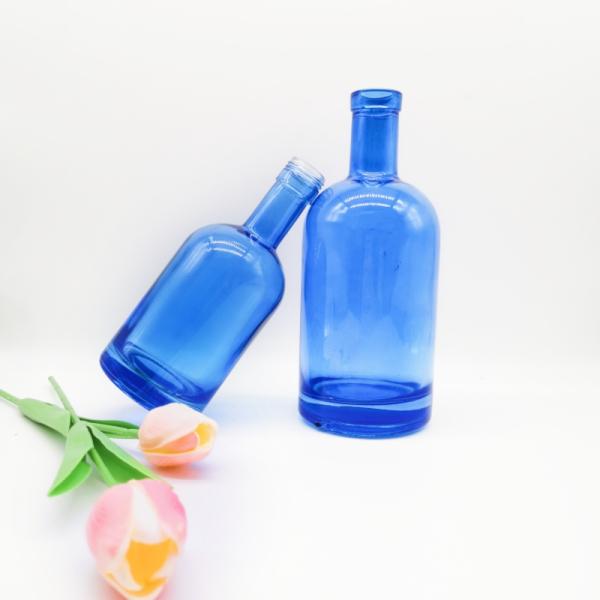 300ml 500ml 750ml Blue Glass Liquor Bottles for Bar Super Flint Glass Material Choice