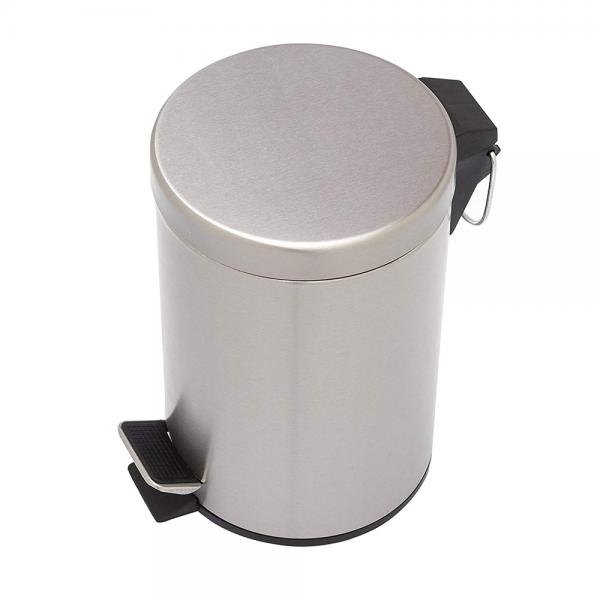 Eco - Friendly Indoor Trash Can white Stainless Steel Pedal Bin 3L Round with Lid